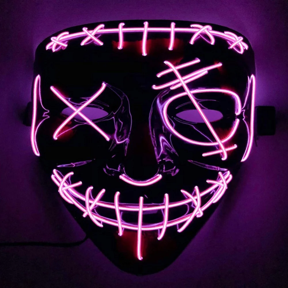 Светлая неоновая маска Cosmask для Хэллоуина светодиодная маскарада вечеринки