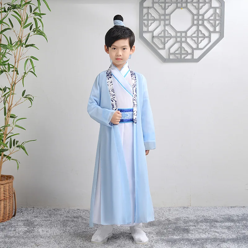 Модная детская китайская античная костюмированная одежда для девочек в традиционном стиле эпохи Хань для сценических выступлений, вечеринок, народных танцев для мальчиков ханьфу ретро.