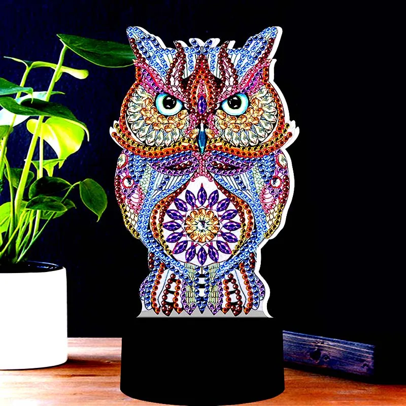 

DIAPAI LED Lamp Diamond Painting 5D Light Diamond Embroidery Colorful Seven lights Rhinestones DIY Christmas Halloween Gift