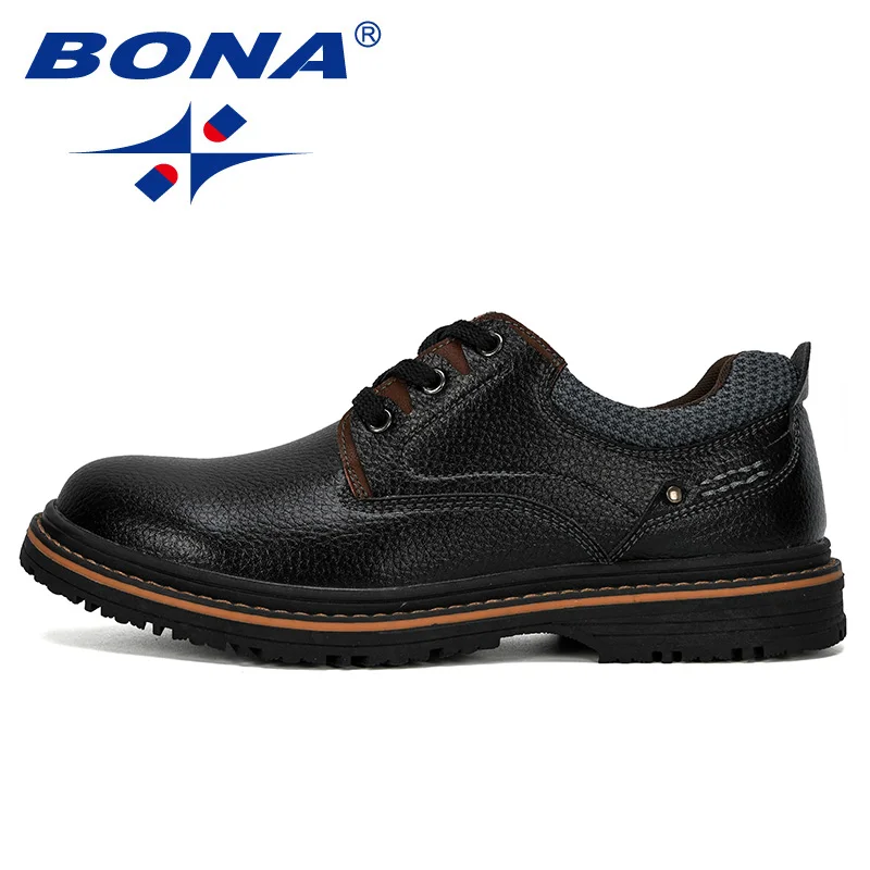 BONA 2019 New Designer Menl Leather Shoes Men Lace Up Formal Work Safety Man Round Toe Office Male Comfortable | Обувь