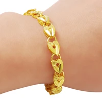 new 24k gold bracelet 4mm gold plated heart shaped car flower bracelet for woman jewelry gift