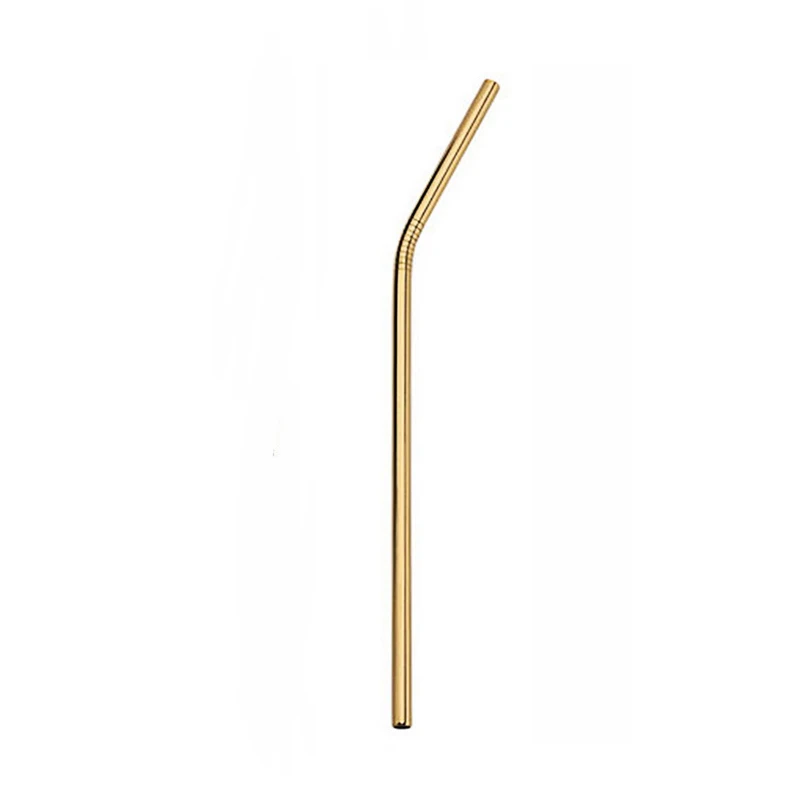 Urijk Reusablew Drinking Straw Colorful Straw Silicone Sleeve With Clear Brush Bar Supplies Stainless Steel Straw High Quality - Цвет: gold bending