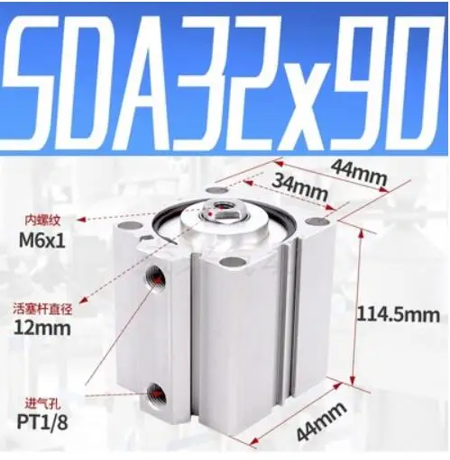 

SDA32-90 Airtac Type SDA series SDA32X90 1/8" Port Pneumatic Compact Air Cylinder 32mm Bore 90mm Stroke SDA32*90