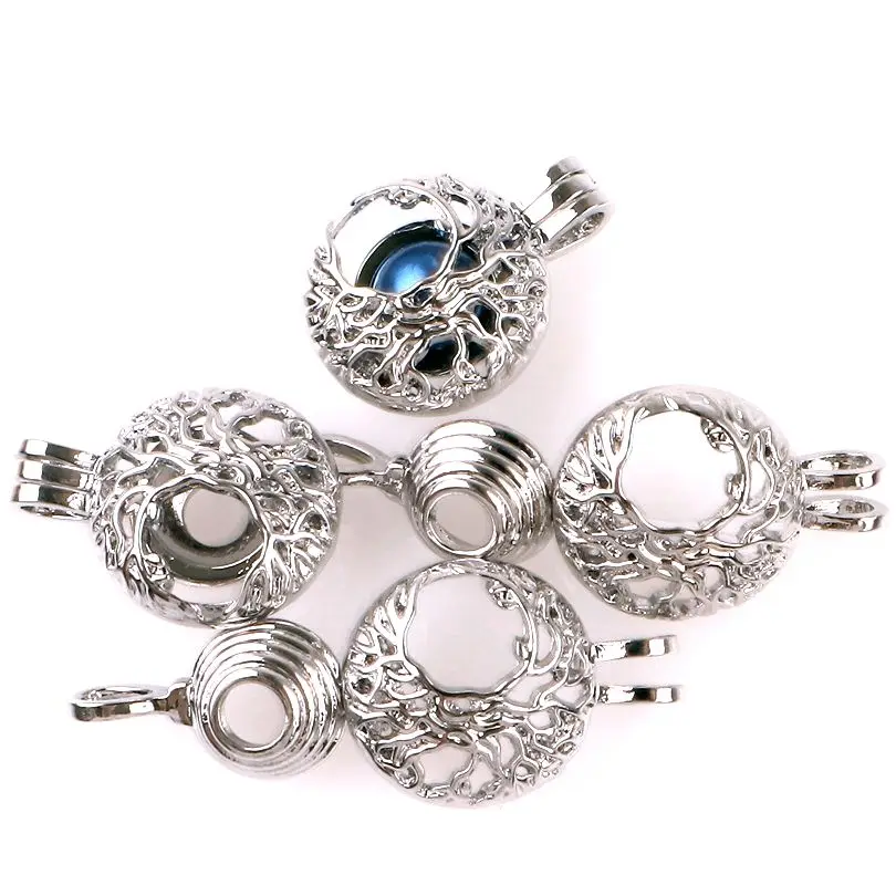 5 шт./лот серебряные медные полые шарики дерево бусины жемчужная клетка Подвеска