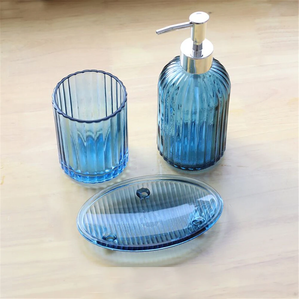 Набор для мытья ванной комнаты 3 в 1 простой стеклянный диспенсер шампуня бутылка