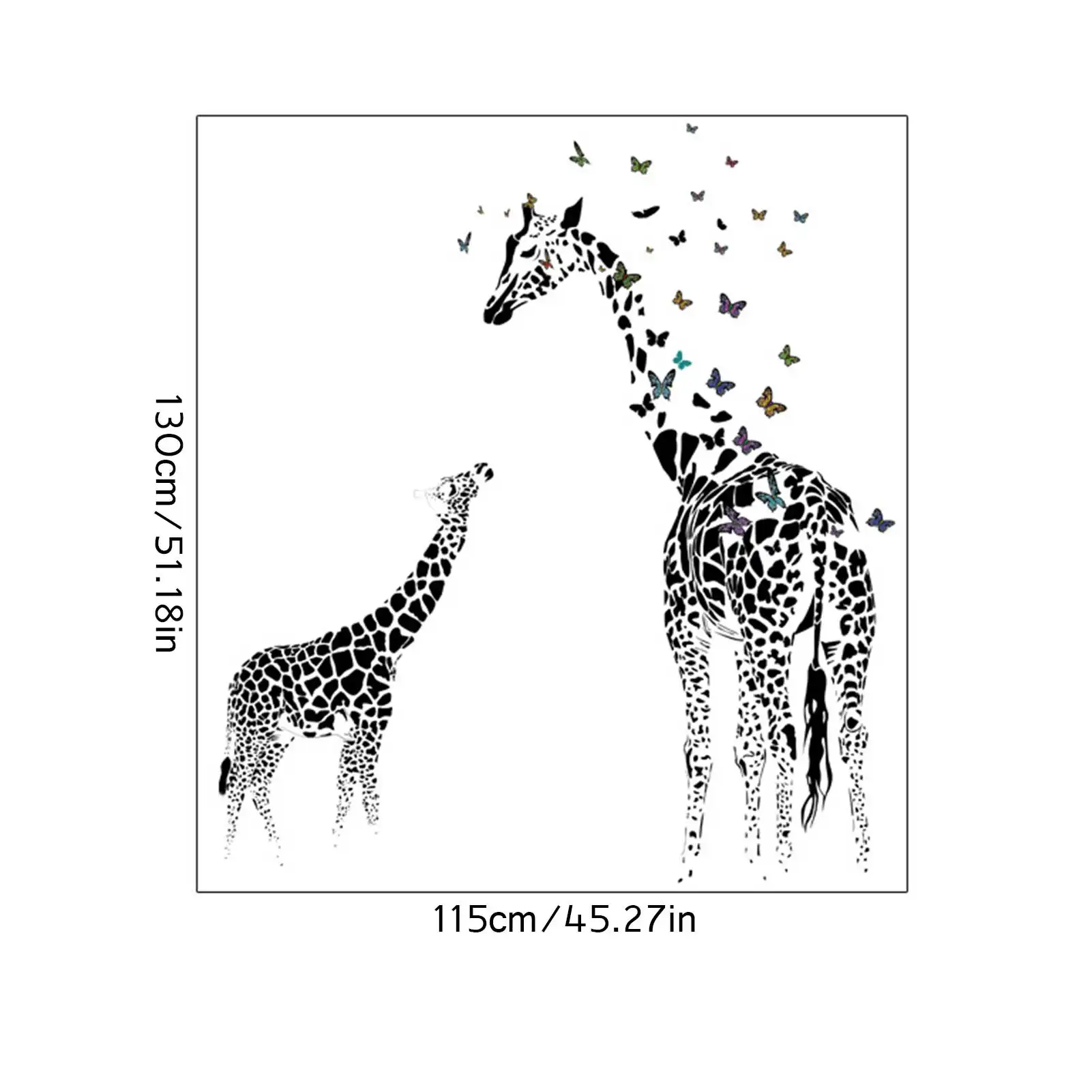 

Wall Sticker Giraffe Butterfly Adhesive Removable Waterproof Wall Stickers For Living Room Bedroom Background Decoration 60x90cm