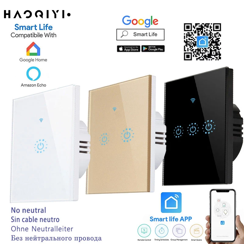 

WIFI network connection mobile phone APP remote control Smart touch switch single line control European standard light switch