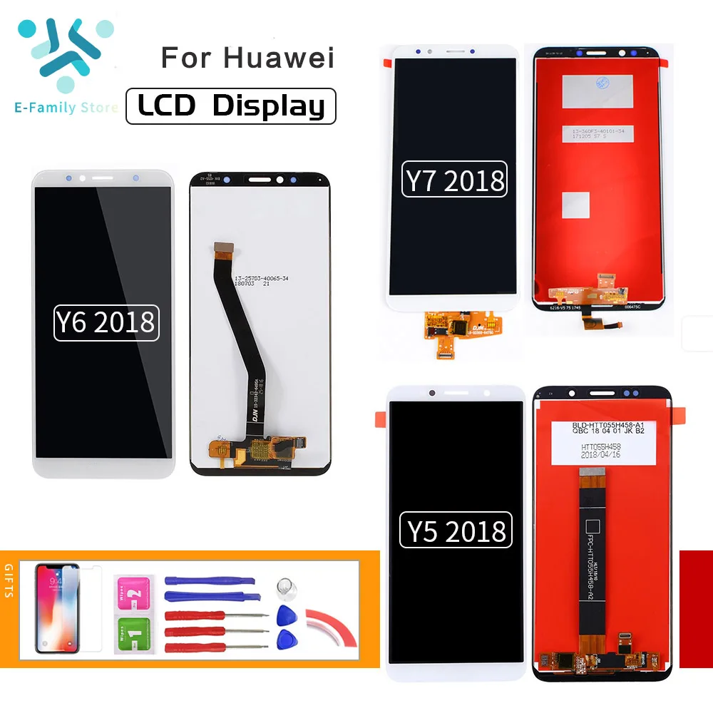 E семья для HUAWEI Y5 2018/Y6 2018 ЖК дисплей сенсорный экран дигитайзер Y7 в сборе