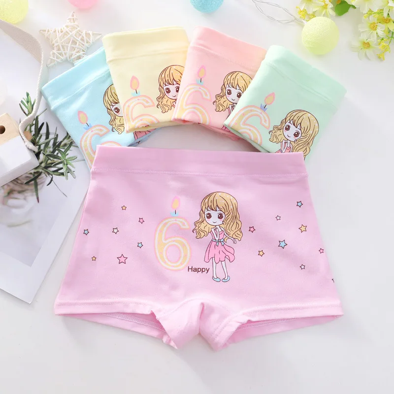 Random colors 5PCS New 4pc/lot Girls Cartoon Underpants Young Girl Boxer Briefs Comfortable Cotton Panties Kids Underwear Baby Girls Clothes - Цвет: Random colors 5PCS