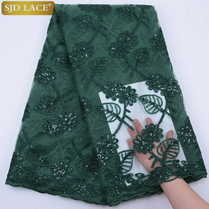 Французский Тюль кружевная ткань высокого качества африканская Сетка Блестки