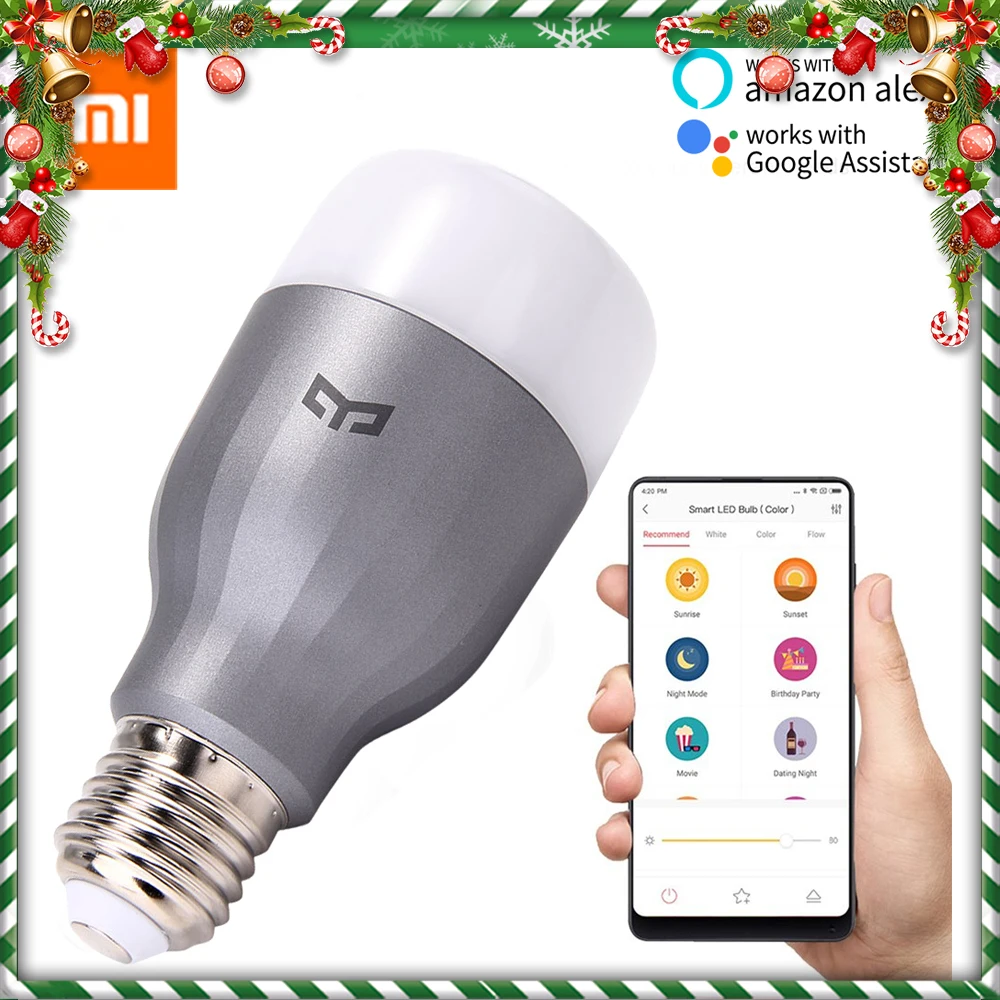 Умная лампа Xiaomi Yeelight с Wi Fi RGB E27 9 Вт 220 В волшебный диммер для Alexa Google Home Mijia