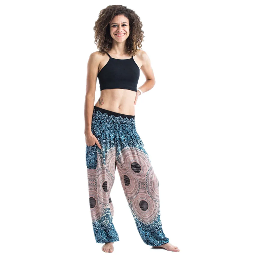 Женские брюки мешковатые из хлопка и льна тайские шаровары с широкими штанинами