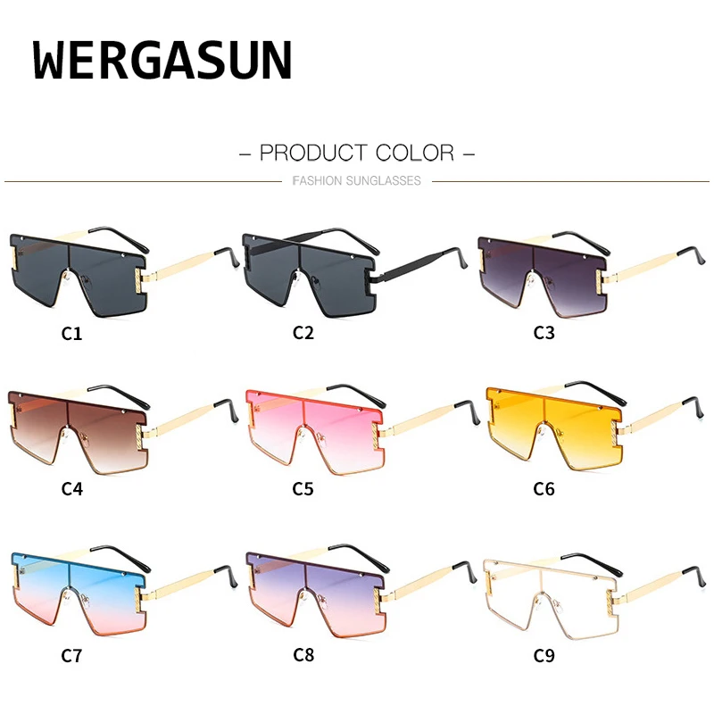 

WERGASUN Fashion Sunglasses Women Brand Designer Oversized Gradient Glasses One Piece Sun Glasses New Style Shades UV400