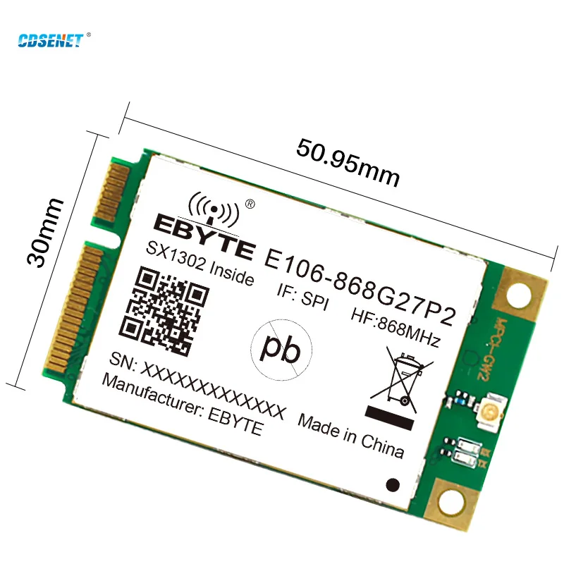 CDSENET-m&oacute;dulo de entrada LoRaWAN gateway E106, grado Industrial, compatible con Chips SPI PCI-e SX1302, E106-868G27P2-1