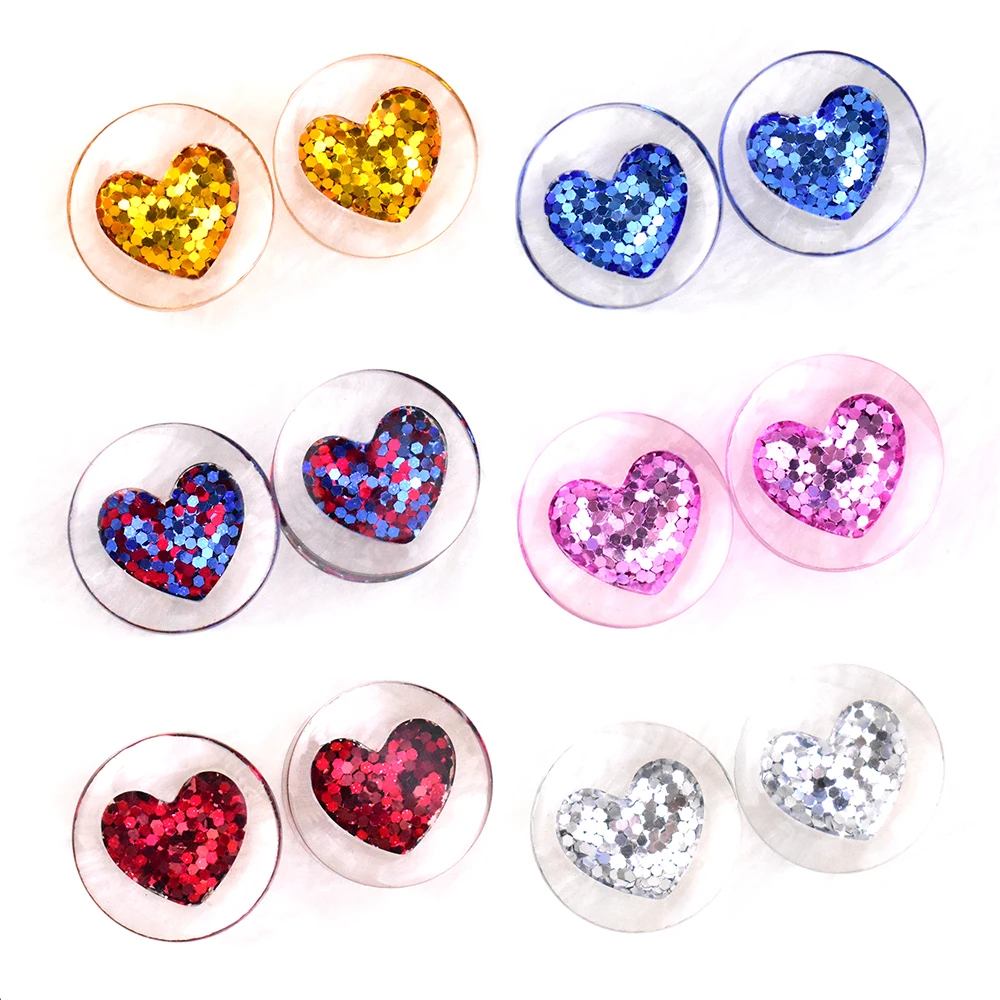 6-30mm Cute Heart-shaped Ear Tunnels Plugs and Gauges Acrylic Ear Expander Studs Stretching Body Piercing Jewelry