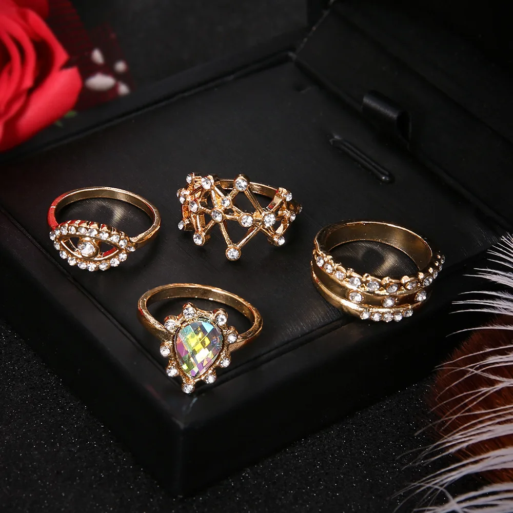 Новый Узор индивидуальный Модный золотой дьявол глаз звезды капельное кольцо 4