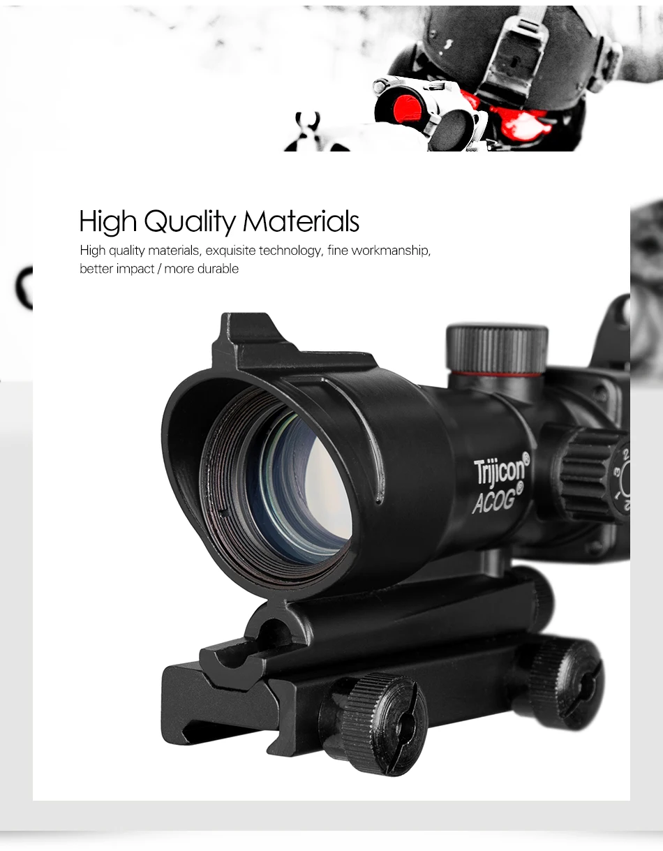 Охотничий Прицел ACOG 1X32 красный зеленый крест прицел тактический оптический прицел для страйкбола пистолет подходит 20 мм рельс