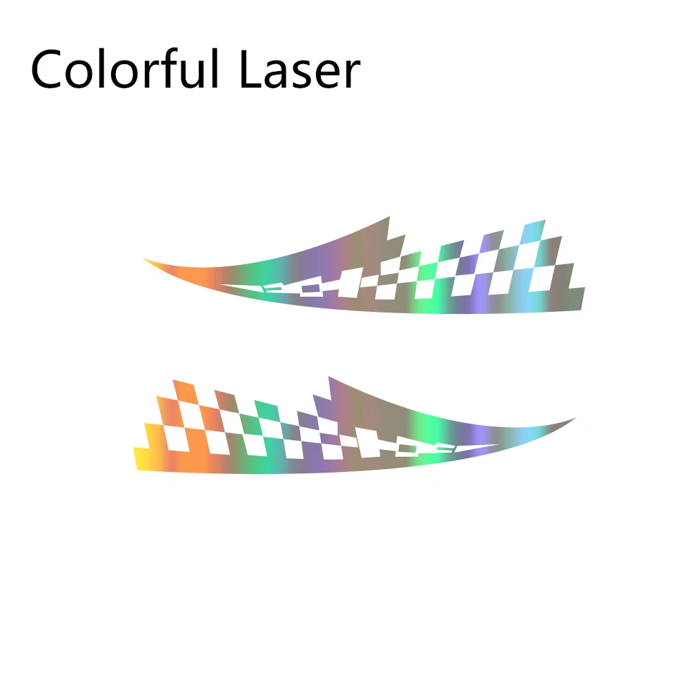 Colorful Laser 2 шт. 17x77 см наклейки на капот автомобиля виниловая пленка авто гоночный Спорт Стайлинг наклейки все модели автомобиля Тюнинг аксессуары - Название цвета: Colorful Laser