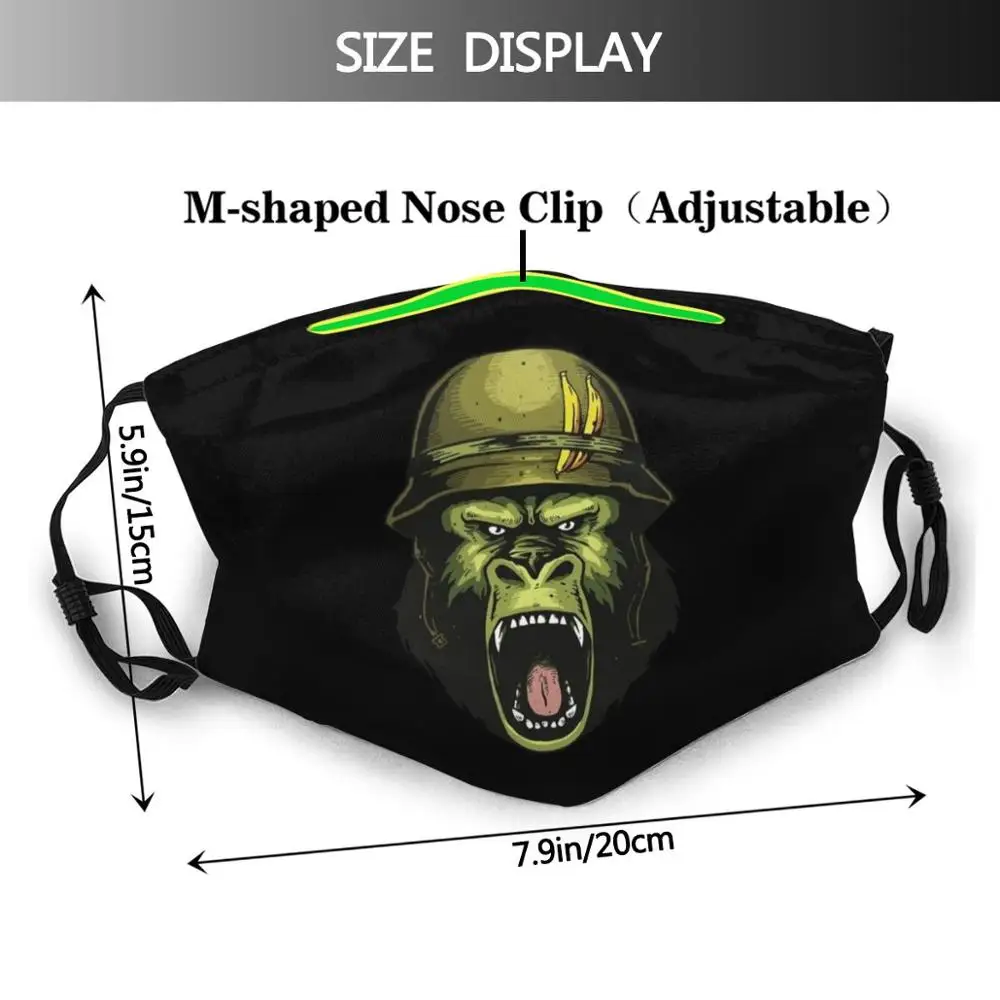 King Gorilla Warrior Funny Cool Cloth Mask Soldier Ape Mammal Banana War Guerilla Warfare Animal Animals Beast Beasts | Аксессуары для