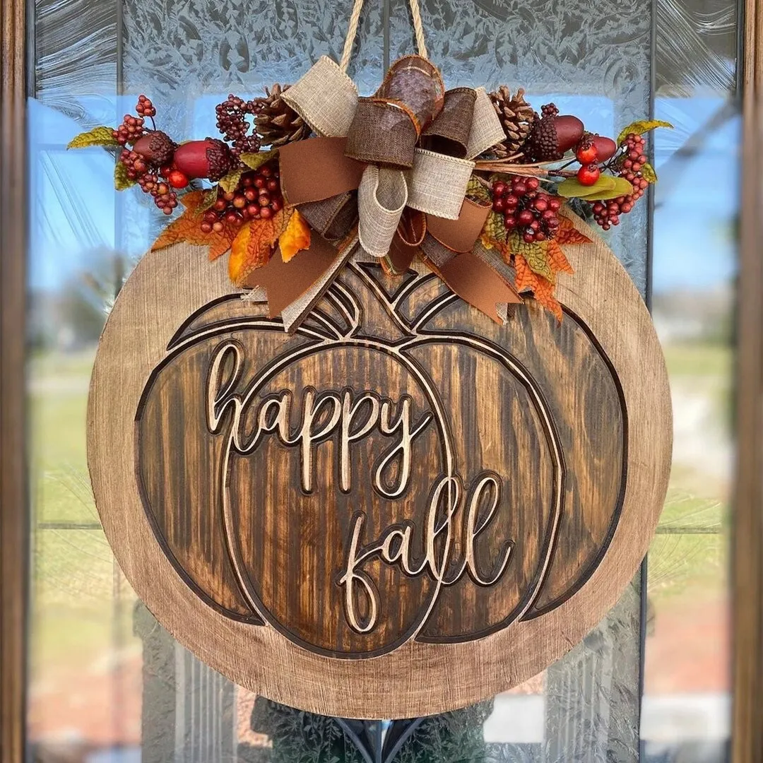 

Hanging Door Decor Wooden Door Hanging Halloween Autumn Pumpkin Truck Stolen Goods Wreath Doorplate Home Decorations#8