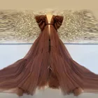 Соблазнительные Свадебные халаты для беременных бордового цвета с оборками с коротким рукавом длиной до пола длинное Тюлевое прозрачное вечерние нее платье для фотосессии на заказ