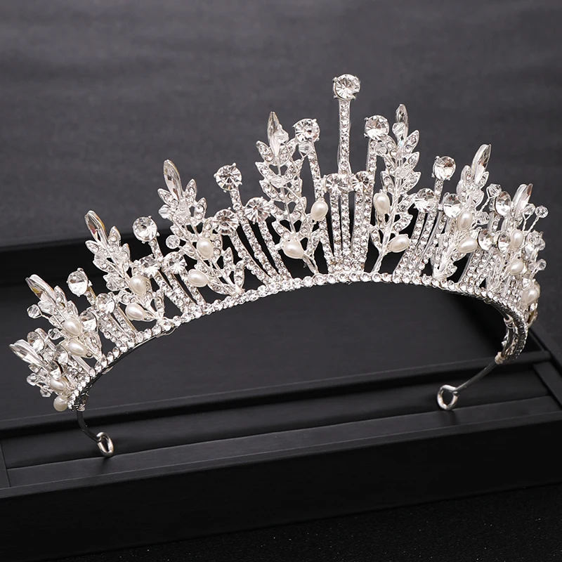 Мода кристалл в форме листика Свадебная Серебряная корона Диадема горный