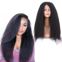 l part lace front wig yaki kinky straight lace wig for women 24inch long heat resistant wigs black natural synthetic wigs