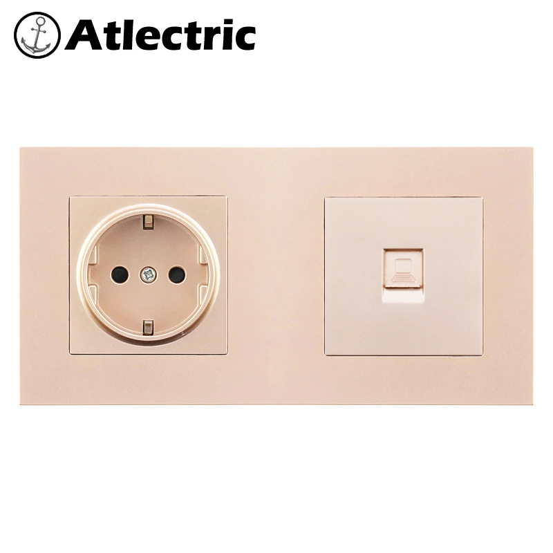 Atlectric DE EU RU стандартная настенная розетка RJ45 компьютерный порт данных двойной с