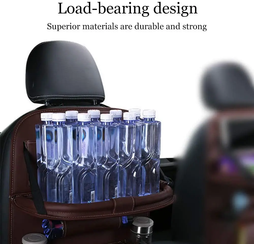 

Pu Leather Car Seat Back Organizer Tray Travel Car Storage Organizer Pad Bag With Foldable Table Car Trash Can Auto Accessories