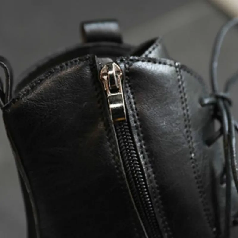 

Women Martin Boots 2020 Motorcycle Leather Ankle Punk Booties Ankle Boots for Woman Female Platform Flat Heel Shoes Botas Mujer