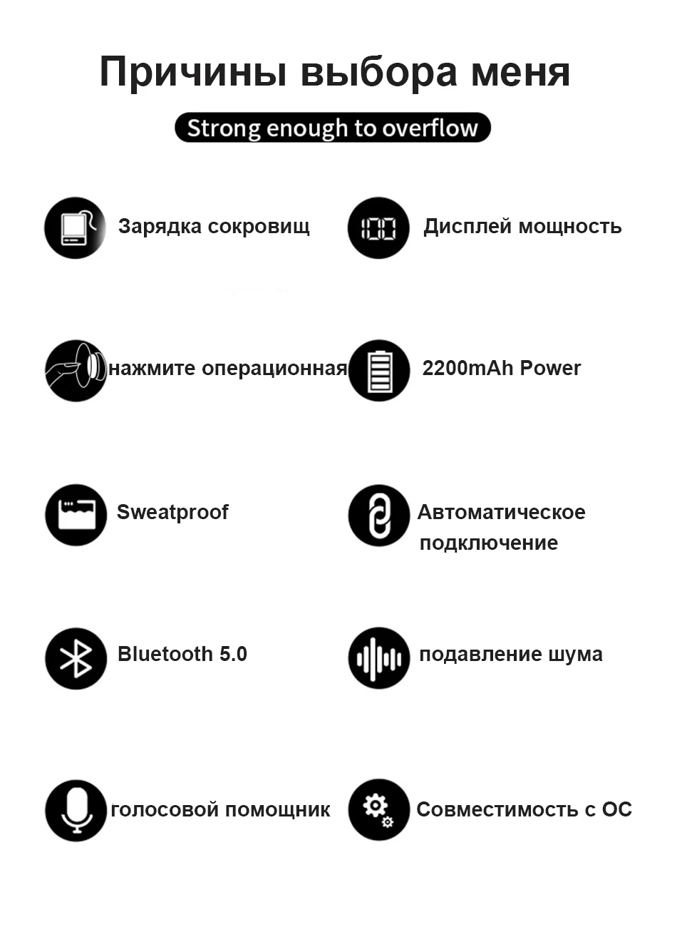 TEBAURRY TWS, беспроводные наушники Bluetooth 5,0, наушники 6D, стерео басовые наушники, мини Беспроводные наушники с емкостью 2200 мАч