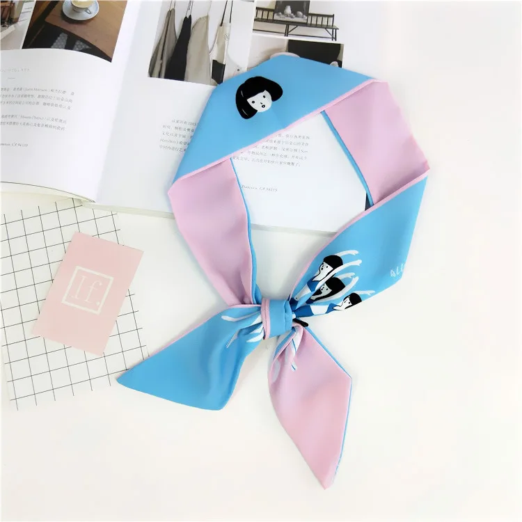 

New multi-functional printed small scarf women's scarf tied bag handle silk scarf ribbon women decorative headscarf Fashion