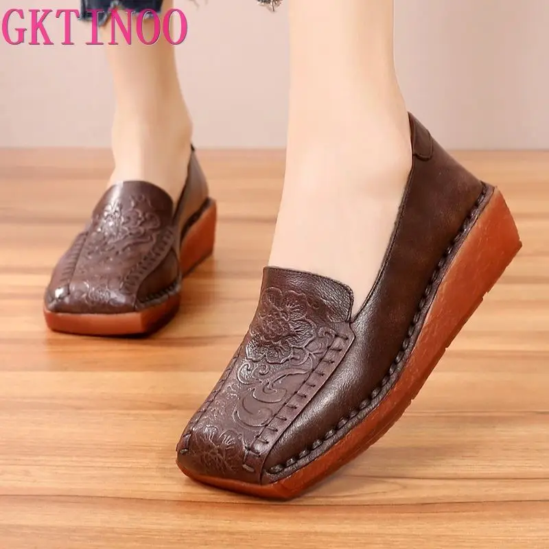 Женские лоферы на плоской платформе женская обувь ручной работы из натуральной