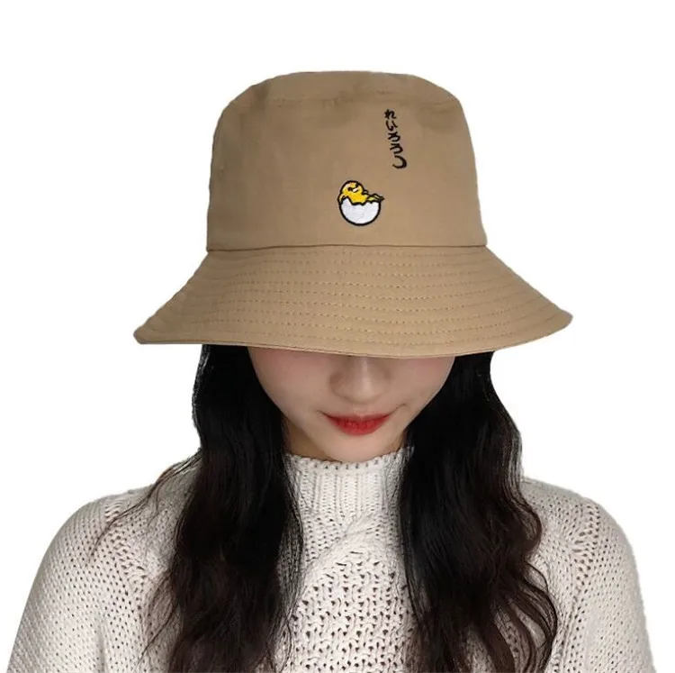 

OUNIAN009 Summer fun embroidery bucket hat women floppy brim cotton fisherman hat Sun hat Panama Flat cap