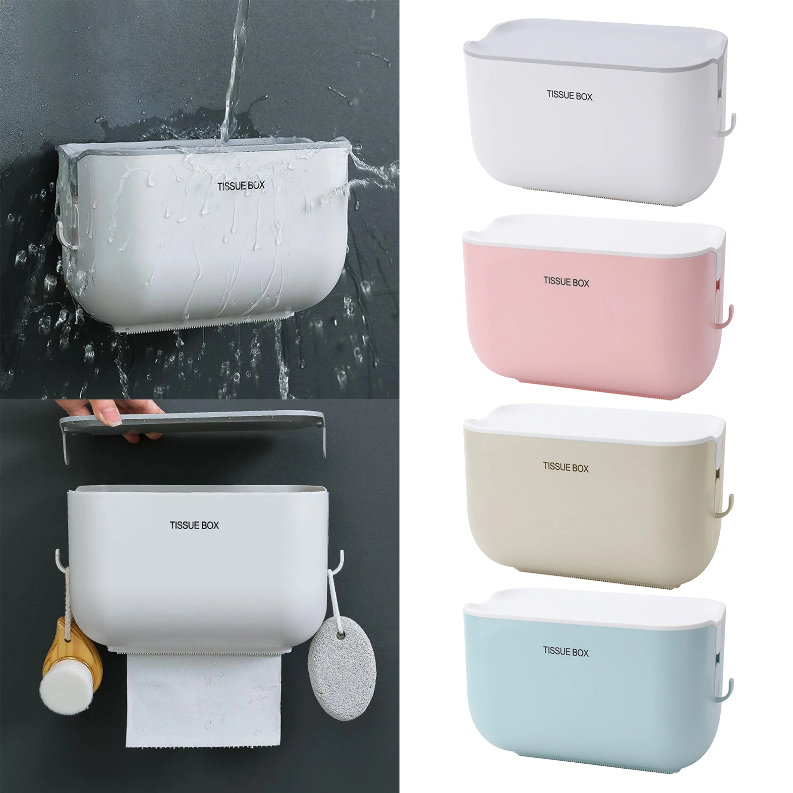 

Waterproof Toilet Paper Roll Holder Tissue StorageBox Bathroom Kitchen