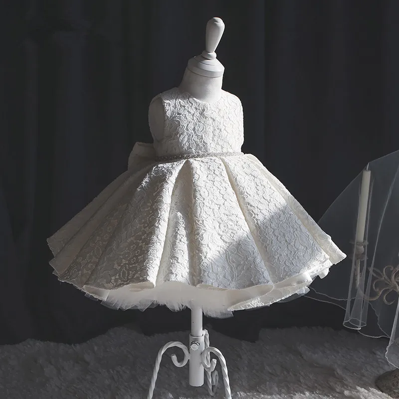 

Платье детское кружевное, розовое, на 1 день рождения