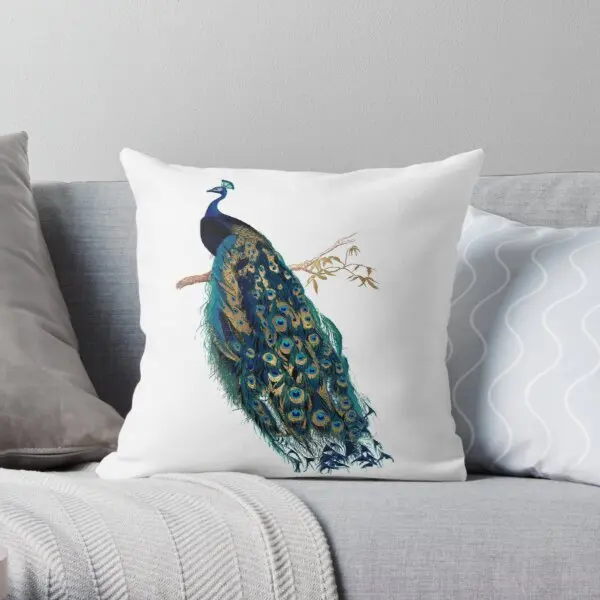 

Vintage Peacock Soft Throw Pillow Cover Print Pillow Case Waist Cushion Cover Pillows NOT Included