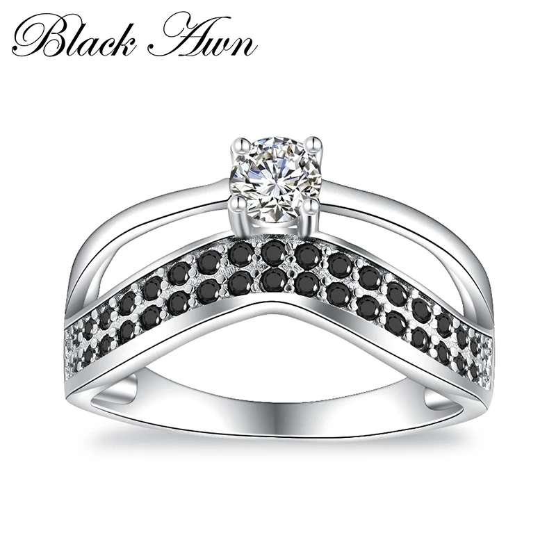 BLACK AWN 2021 New Genuine 100% Sterling 925 Silver Jewelry Square Engagement Rings for Women Gift C384