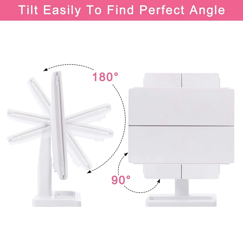 

Trifold Makeup Mirror with 22 LED Lights,10X/3X/2X Magnification Portable Fold Lighted Table Desk Cosmetic Mirror