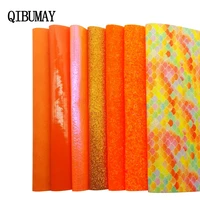 qibu pu leather fabric orange glitter shiny faux leather accessories diy hair bow materials handmade bags decoration home fabric