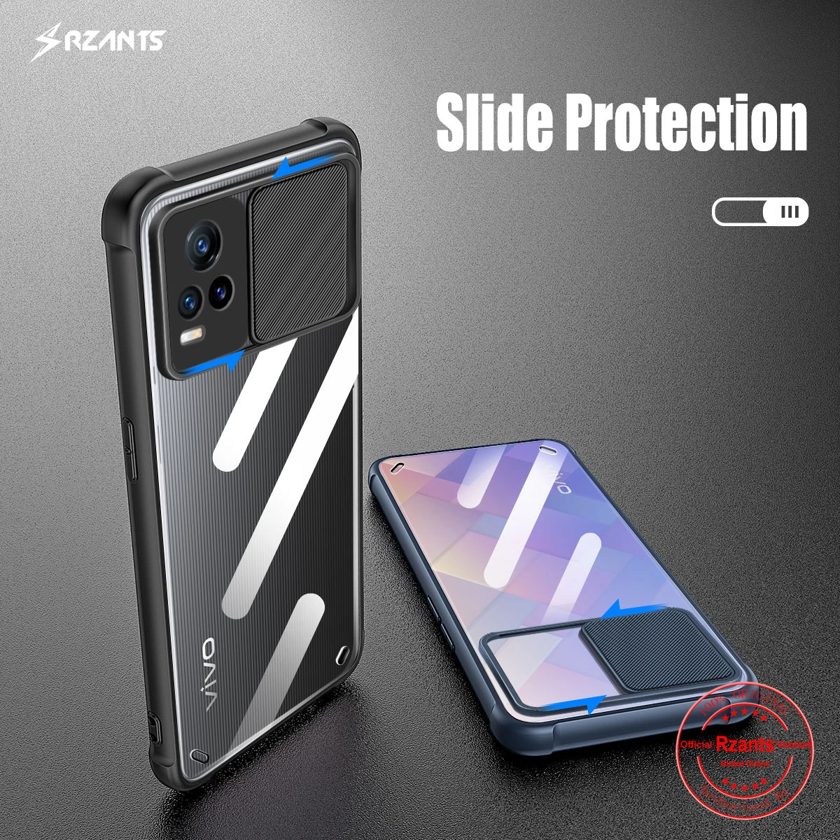 Чехол Rzants для VIVO V21E 4G мягкий [Защита объектива] воздушная подушка прозрачный