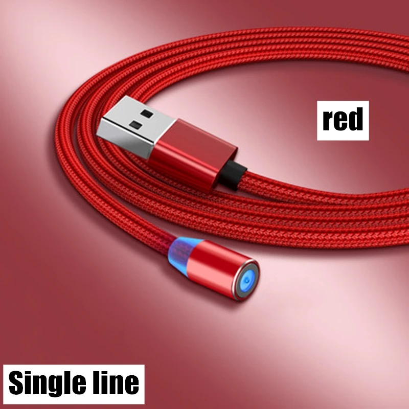 Магнитный USB кабель для зарядки и передачи данных для type-C IOS iPhone Android Micro USB кабель для быстрой зарядки и синхронизации данных для смартфонов - Цвет: Single line red