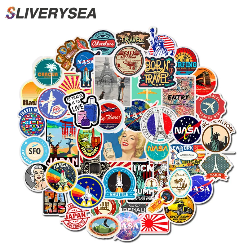 

50pcs/Set Journey Scenery Travel Graffiti Stickers For Suitcase Luggage Laptop Skateboard Motorcycle Car sticker and Decals