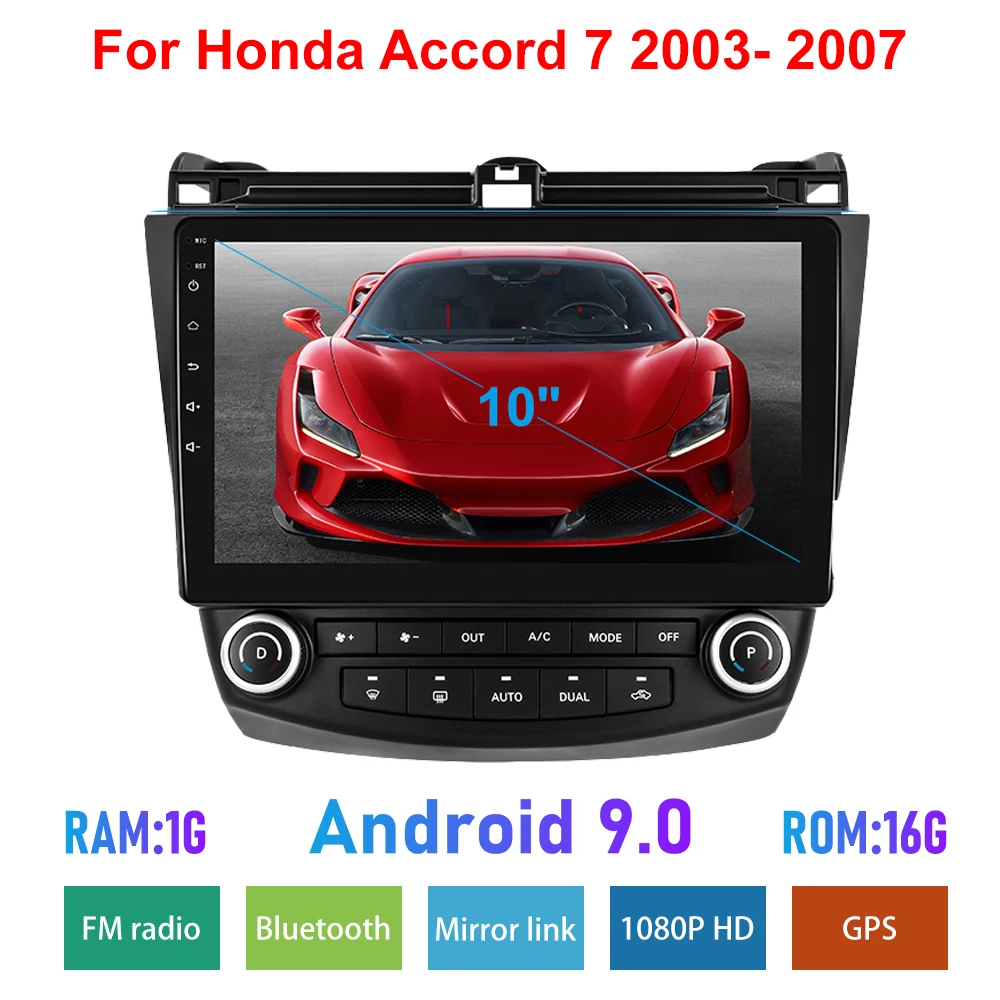 

Автомобильный мультимедийный плеер 10,1 дюйма, GPS-навигация, автомагнитола 2 Din, Android, автомобильная стереосистема для Honda Accord Gen 7 2003-2007