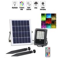10w50w led solar wall lamp outdoor rgb changeable with remote control waterproof ip65 for garden house landscape lamp spotlight