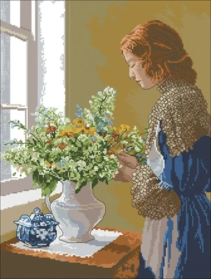 

Jan-Flower Girl Needlework,For Embroidery,DIY 14CT Unprinted Arts Cross stitch kits Set Cross-Stitching Home Decor