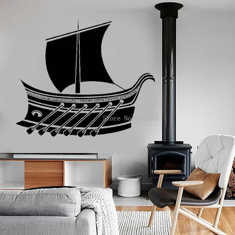 Винтажные виниловые наклейки на стену с кораблем лодка морской корабль яхта тема
