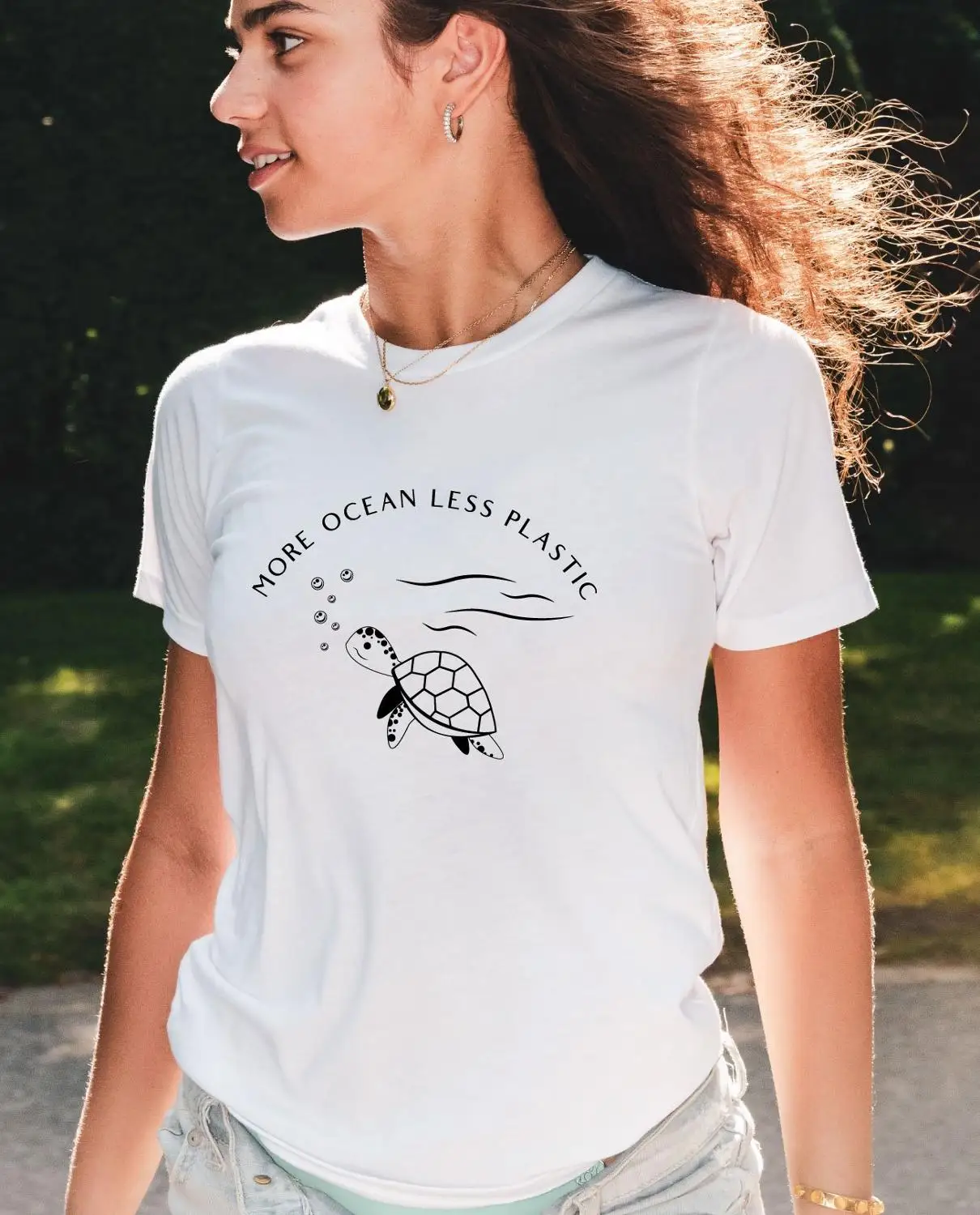 Более океан меньше пластика футболка для женщин забавные Графический модные