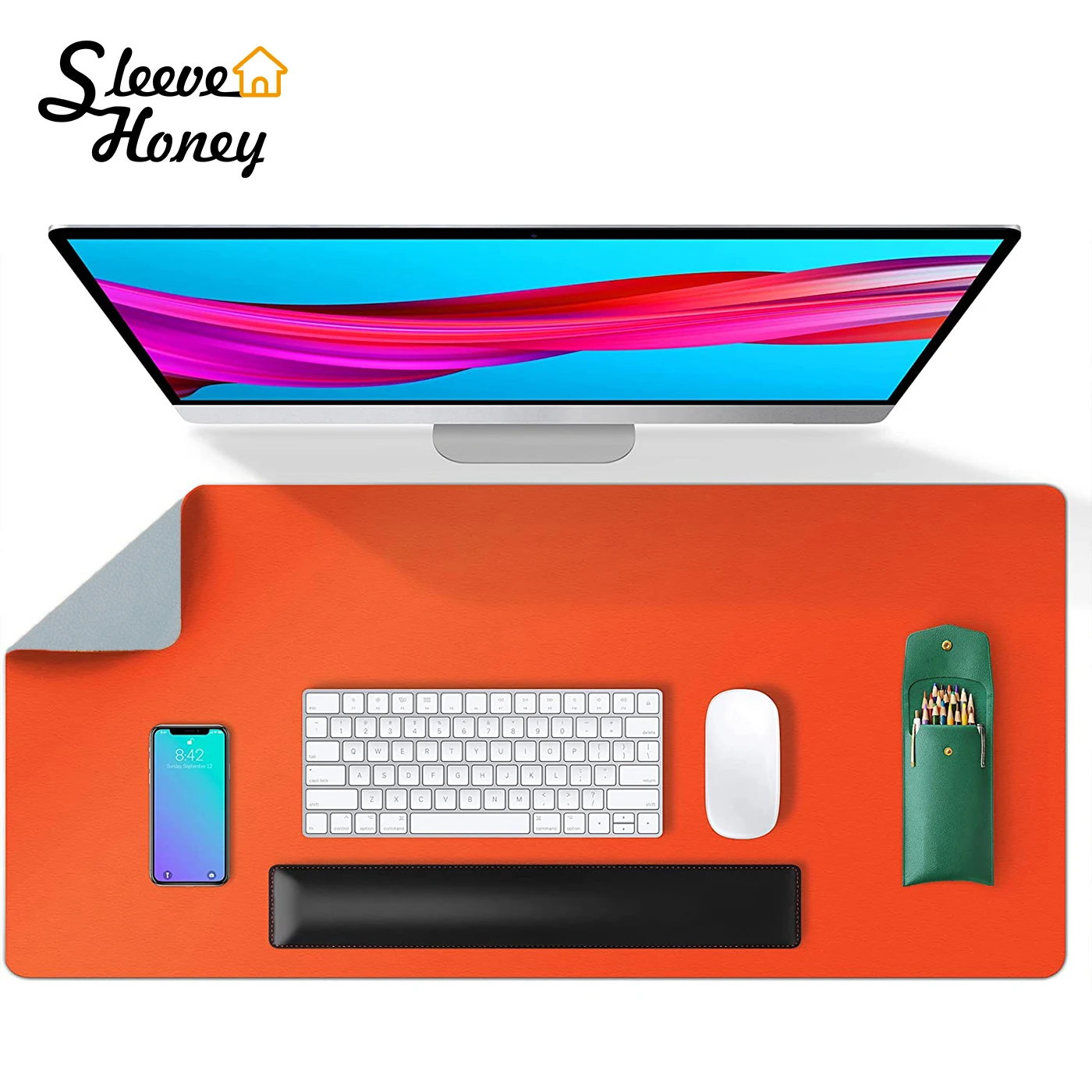 

Placemat Table Mat PU Leather Desk Pad Suede Base Laptop Desk Table Protector Writing Mat Waterproof Heat Insulation Non-Slip