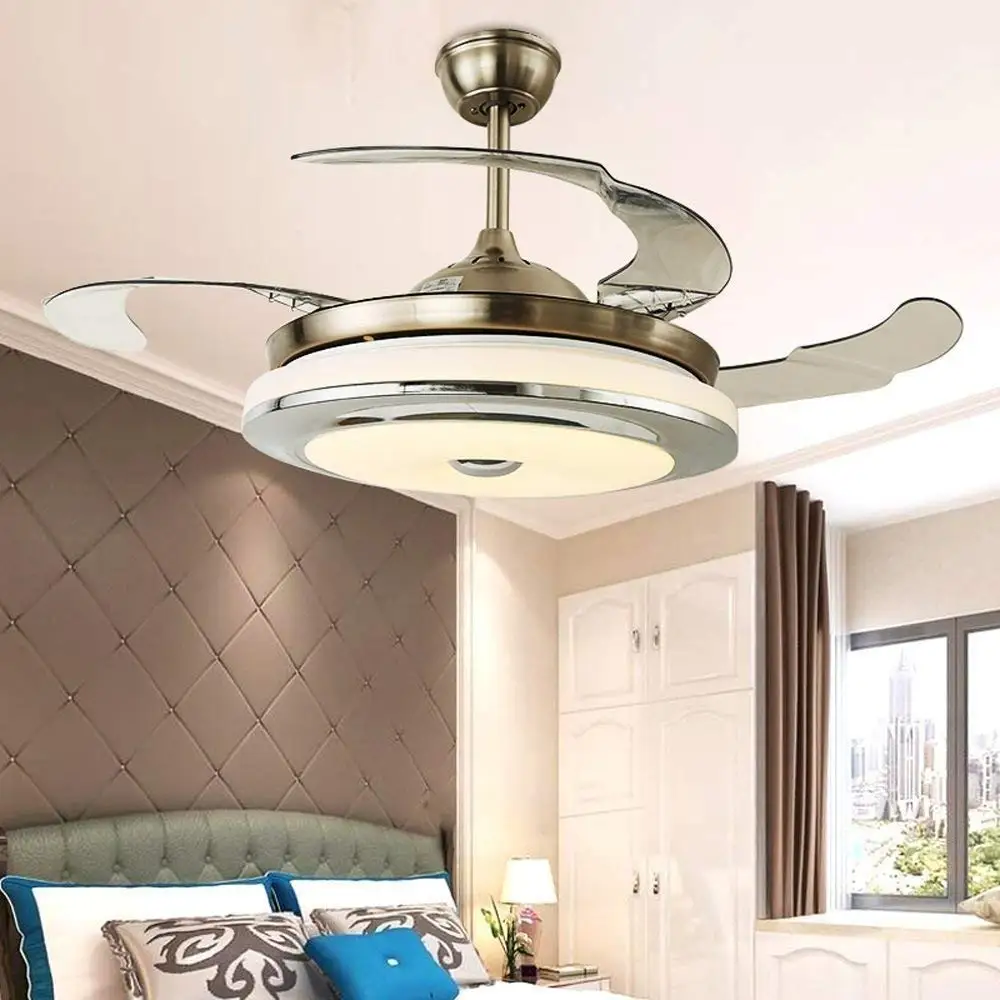 Современный потолочный вентилятор с выдвижными невидимыми лезвиями и пультом